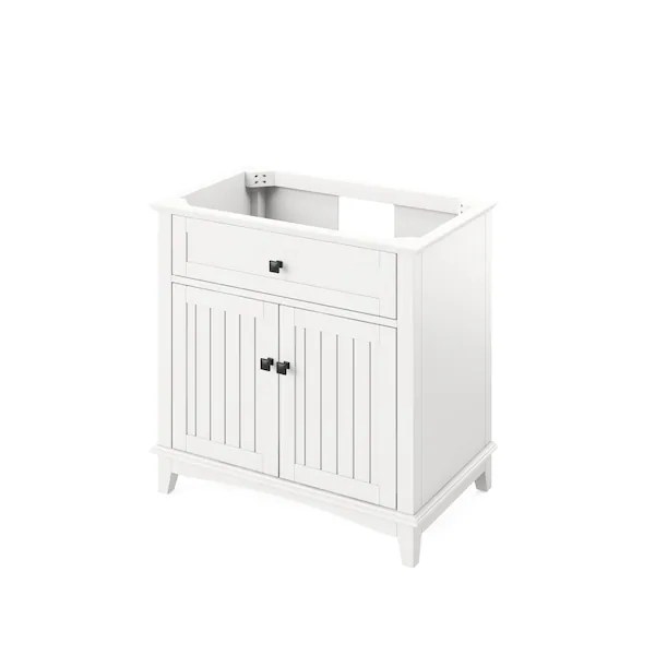 Jeffrey Alexander 36" White Savino Vanity, Black Granite Vanity Top